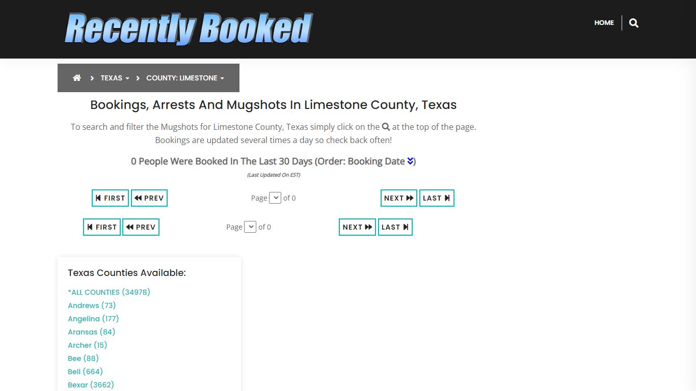 Bookings, Arrests and Mugshots in Limestone County, Texas